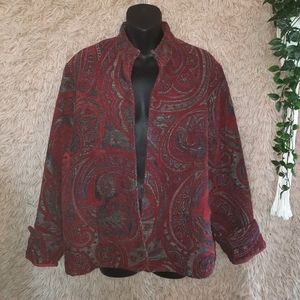 Coldwater Creek Floral Jacket Blazer Jacquard multi-coloured tapestry knit.Large